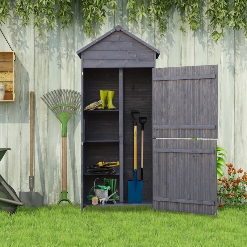 Abri de Jardin en Pin Massif Gris – 1,19 m² – Armoire de Rangement Robuste - Image 1